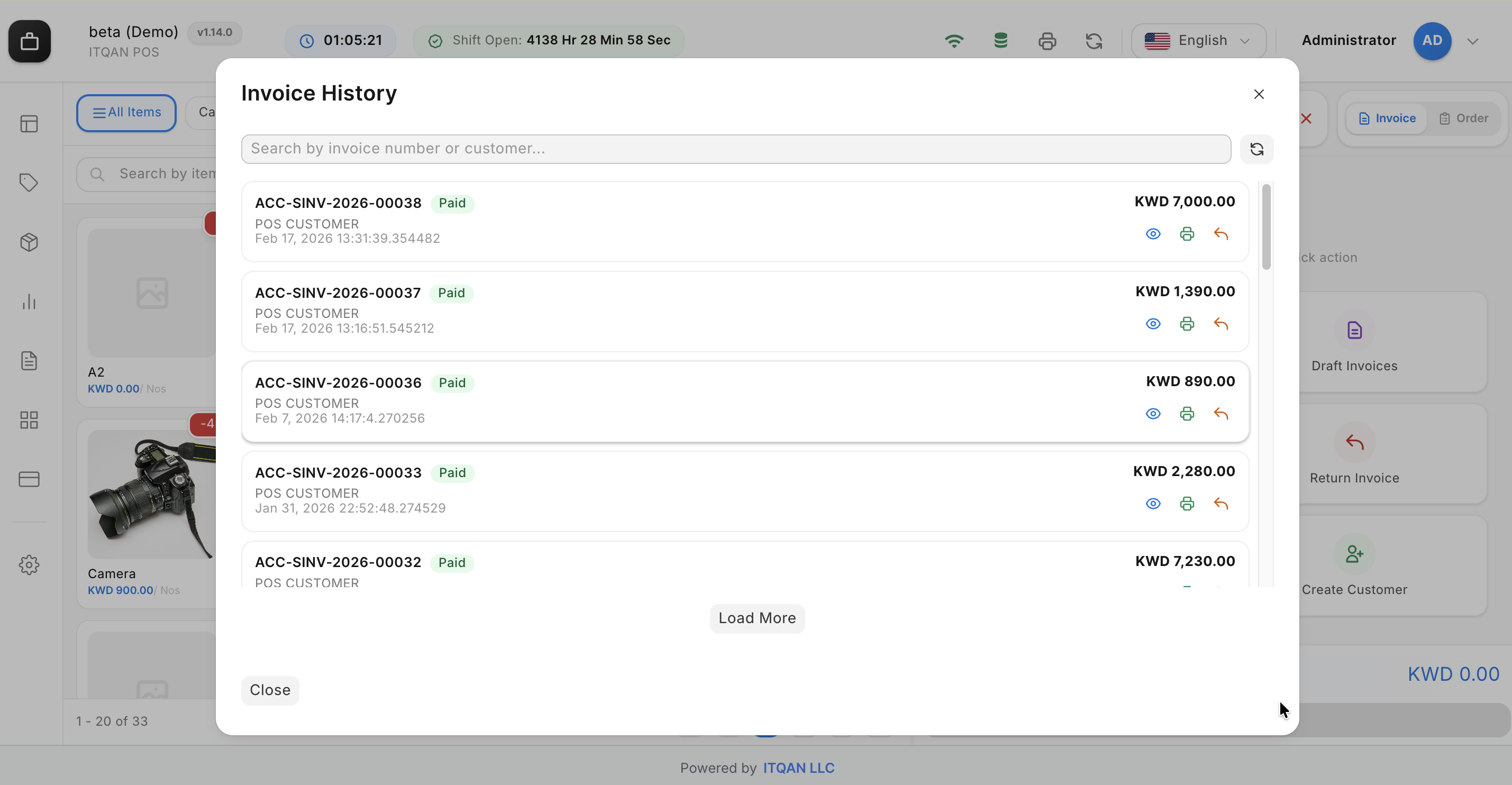 Invoice history