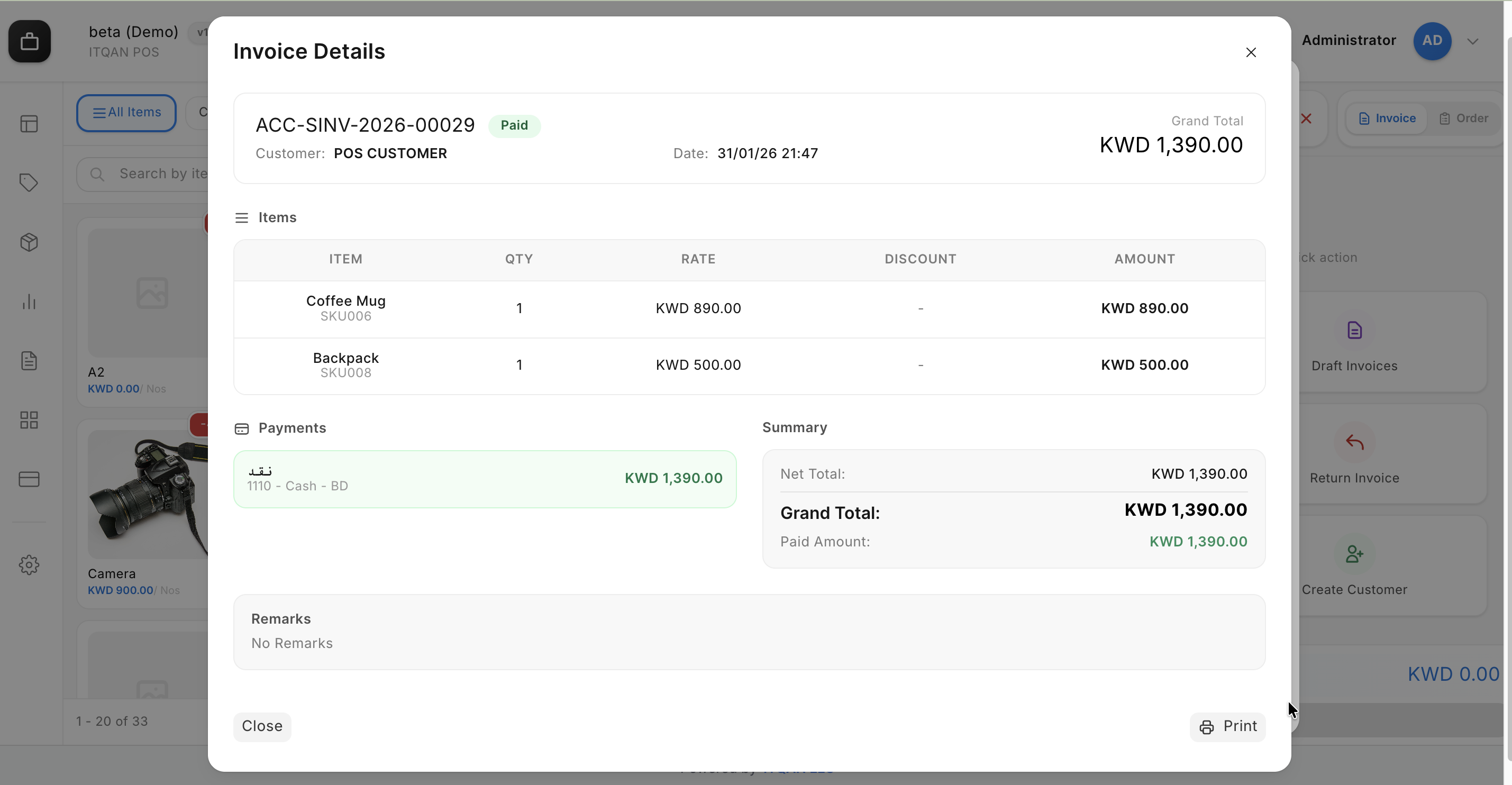 Invoice details