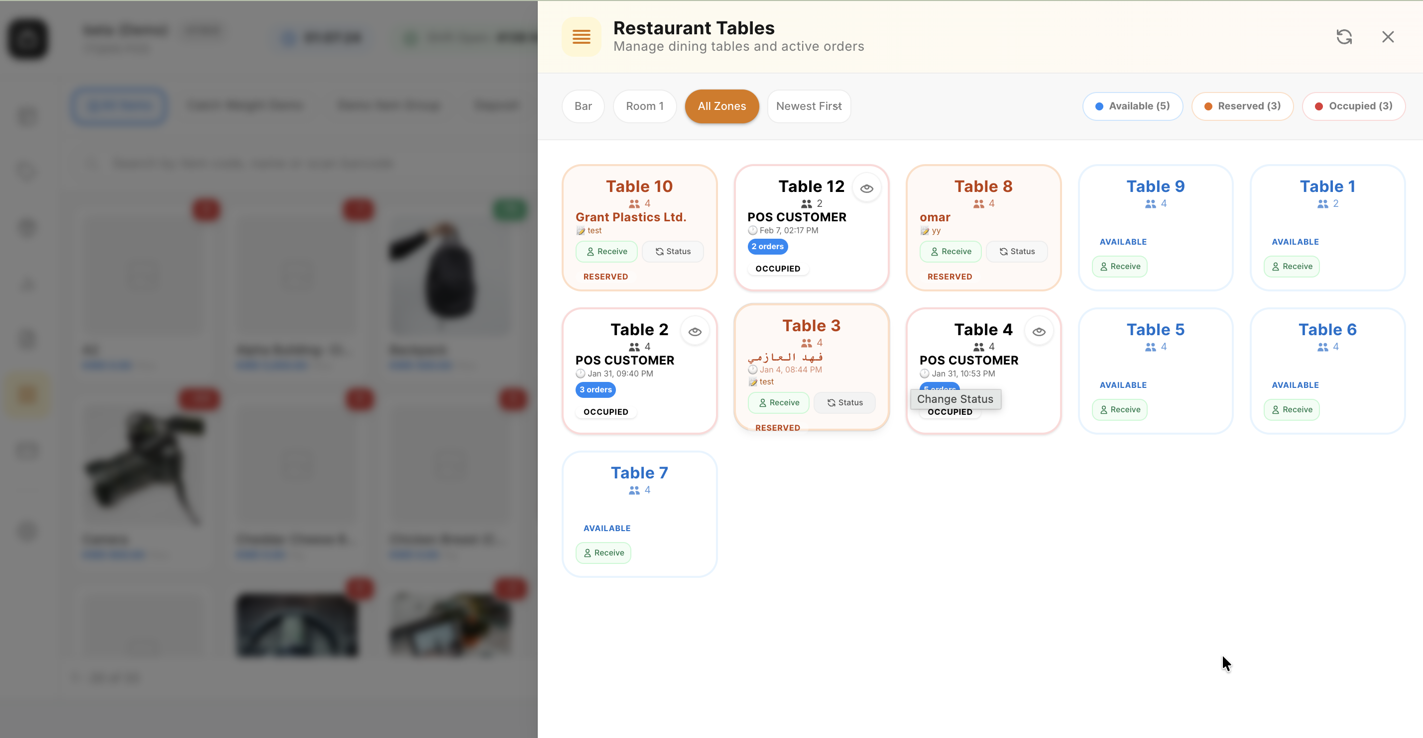 Restaurant tables